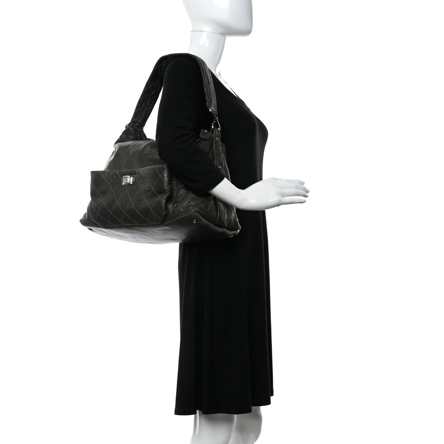 Chanel Lambskin Quilted 8 Knots Hobo Khaki 2 of 12