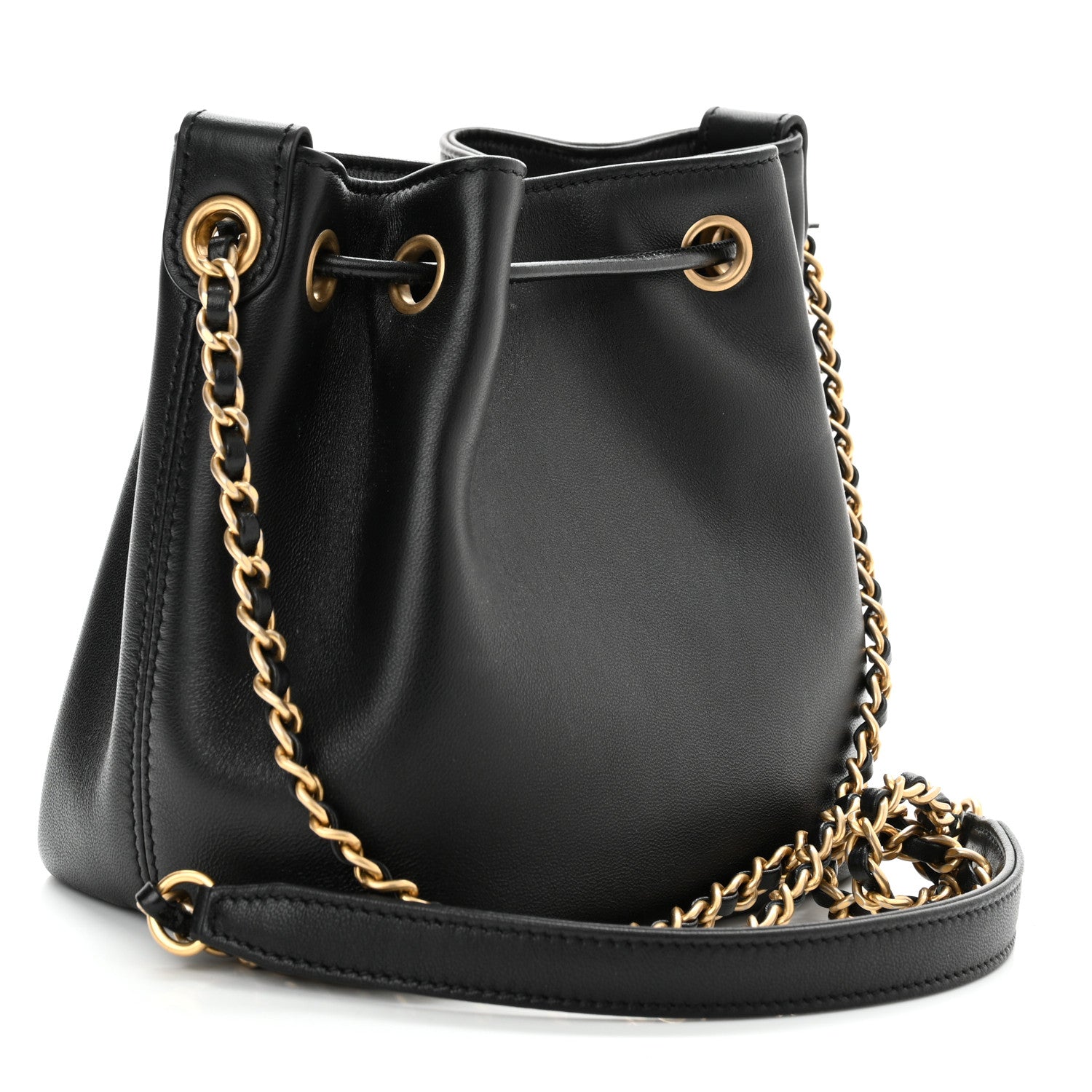 Chanel Lambskin Quilted Lucky Charms CC Drawstring Bag Black 3 of 11