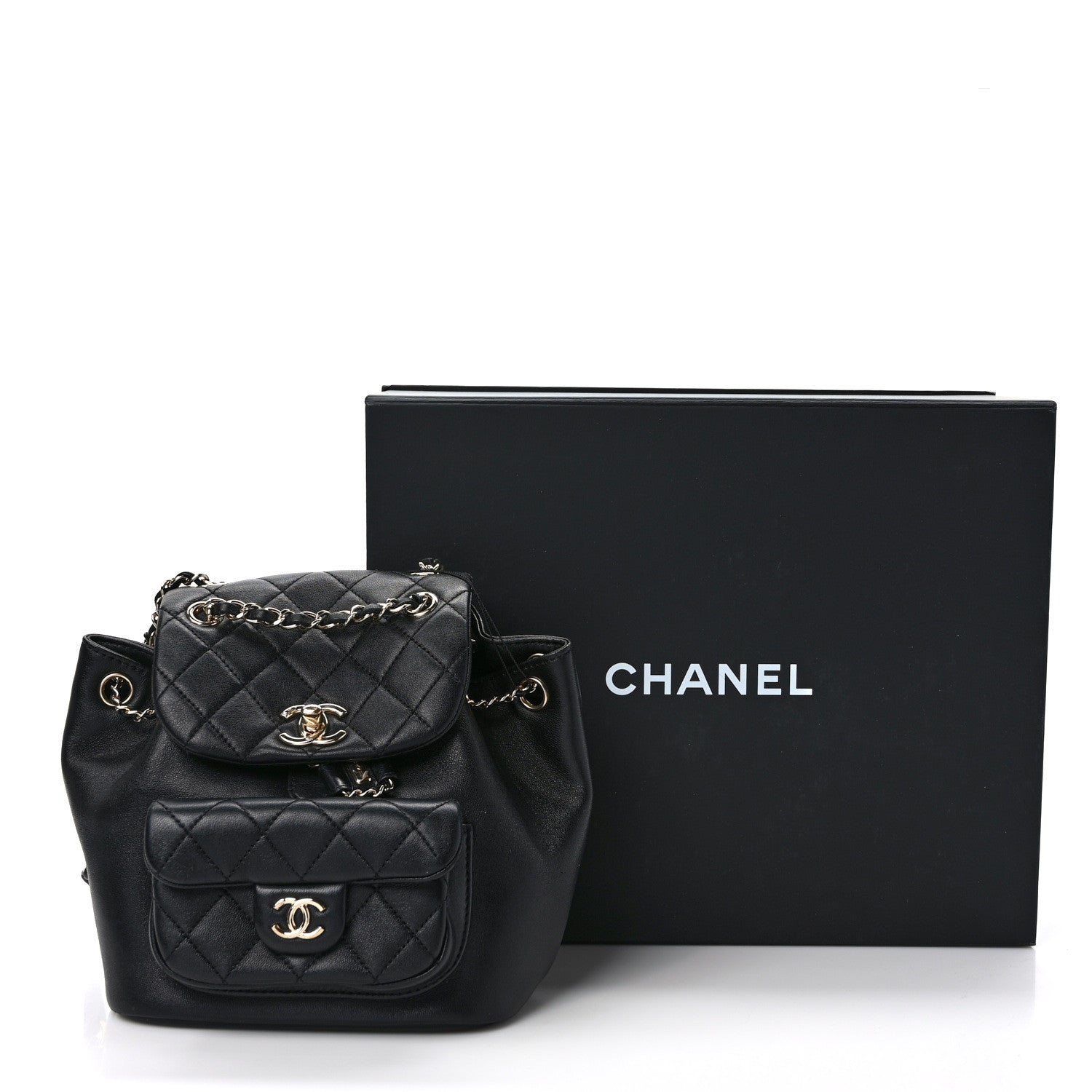 Chanel Lambskin Quilted Small Duma Drawstring Backpack Black 10 of 10