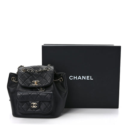 Chanel Lambskin Quilted Small Duma Drawstring Backpack Black 10 of 10