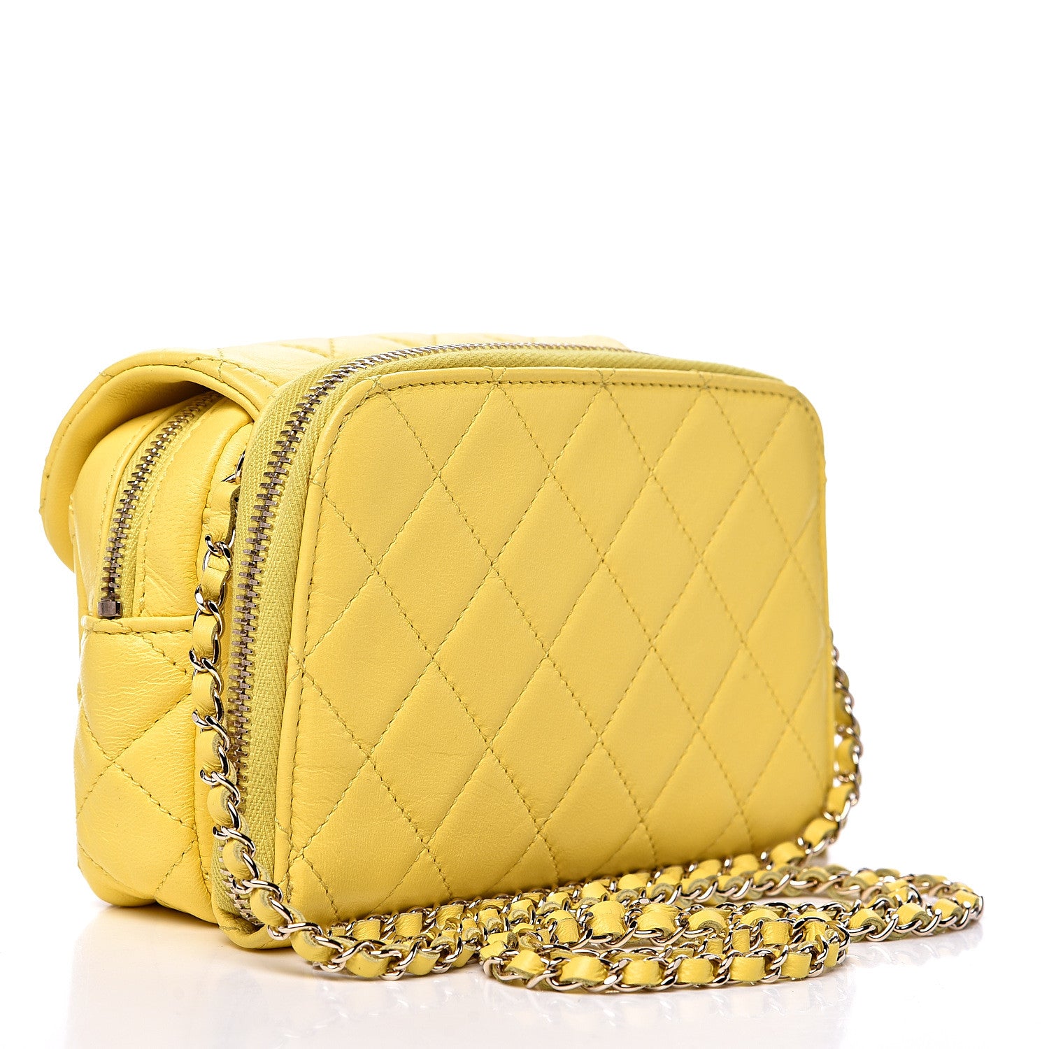 Chanel Lambskin Quilted Small Pocket Camera Case Yellow 2 of 13