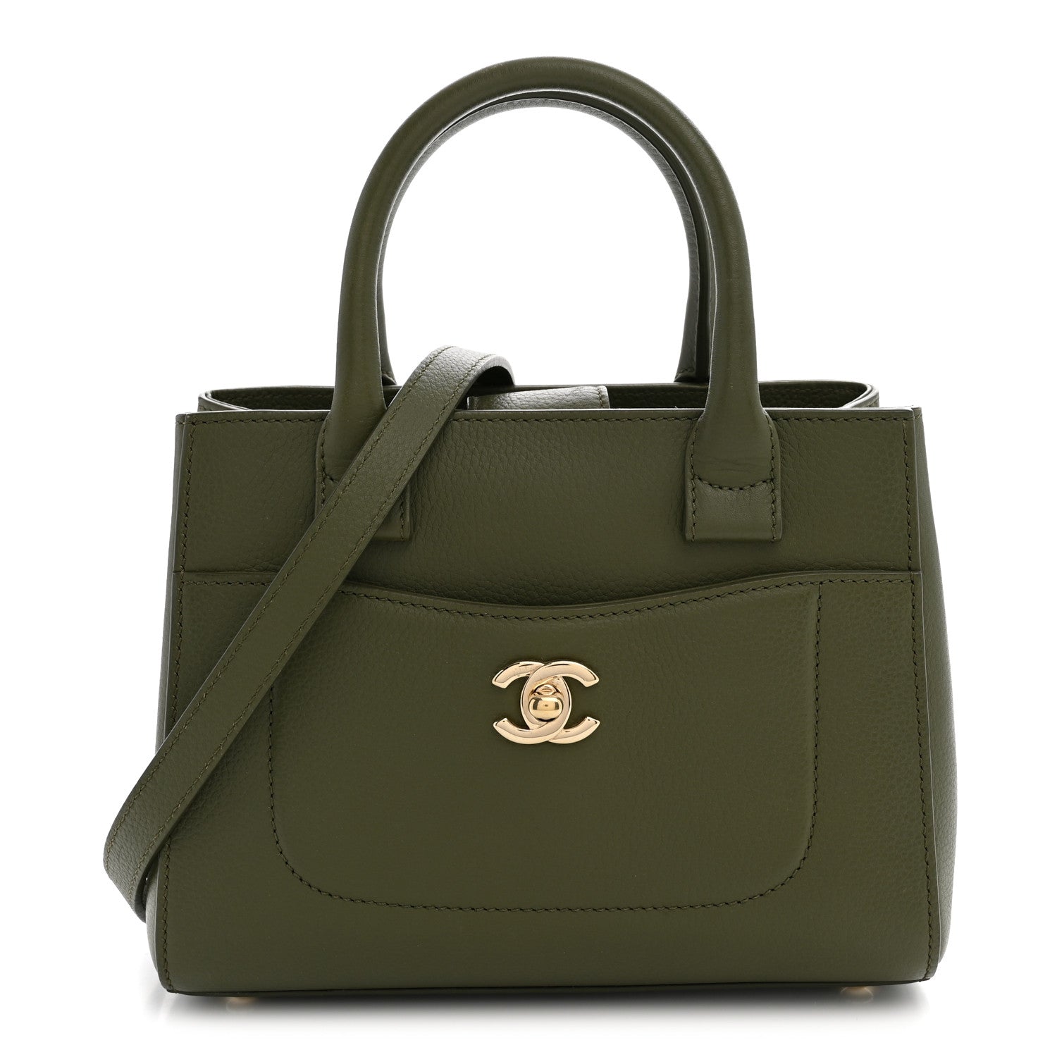 Chanel Grained Calfskin Mini Neo Executive Shopper Tote Khaki 1 of 10