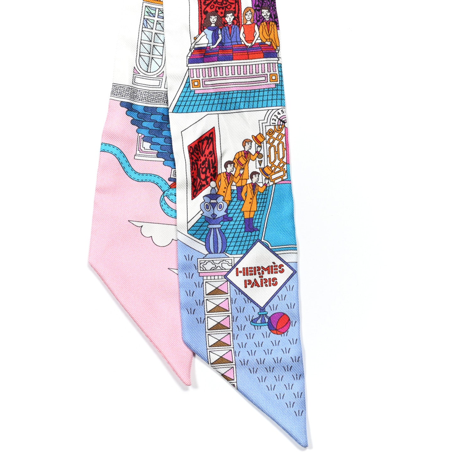 Hermes Silk La Maizeon des Carres Twilly White Rose Bleu 2 of 4