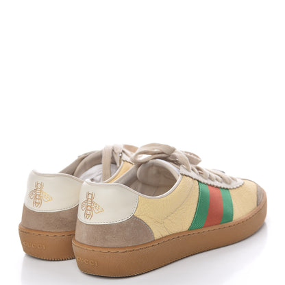 Gucci Calfskin Suede Web Mens G74 Sneakers 5 Oatmeal Burro New Mystic White 4 of 14