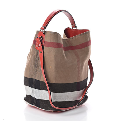 Burberry Canvas Mega Check Medium Ashby Hobo Cadmium Red 3 of 9