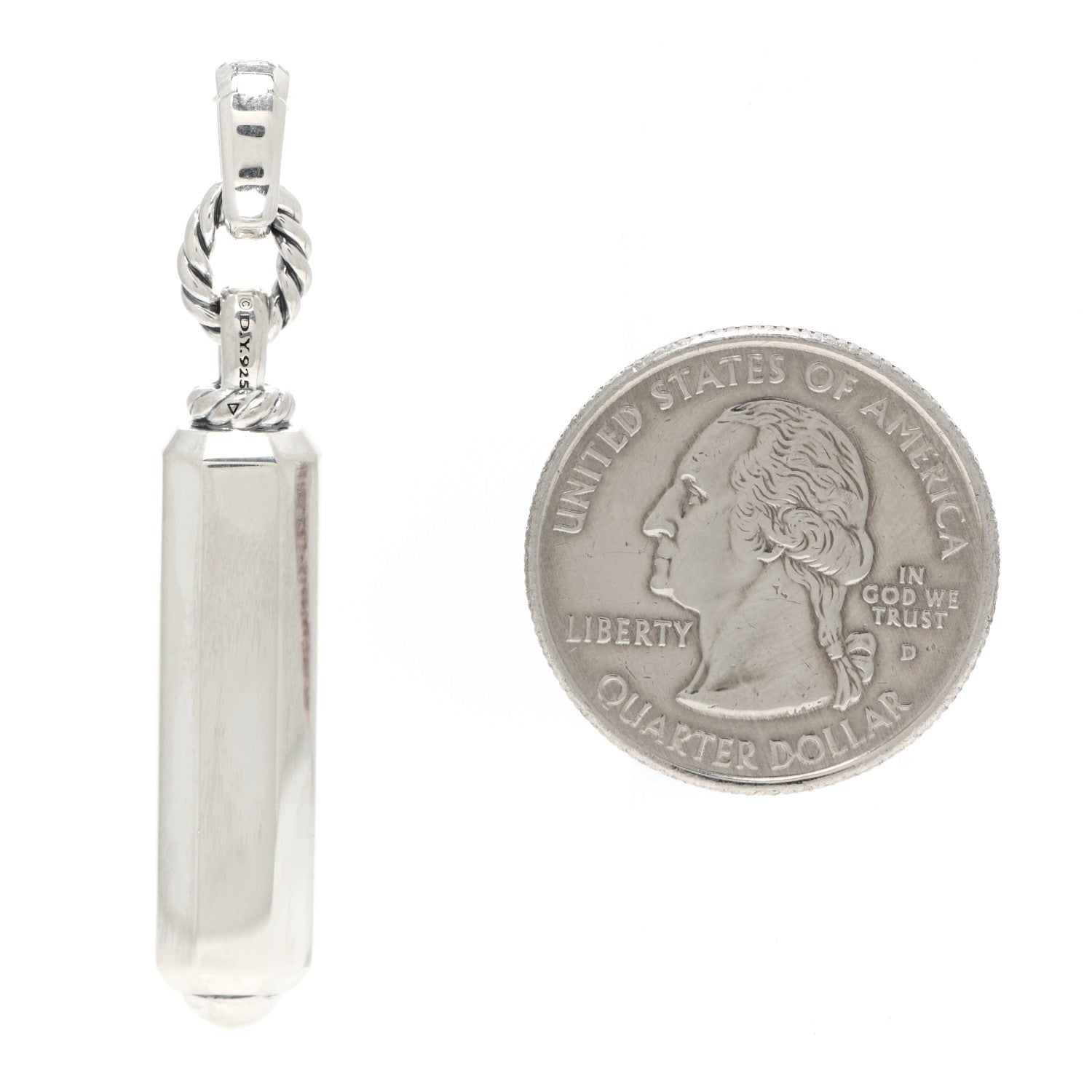 David Yurman Sterling Silver Diamond Lexington Barrel Pendant 2 of 3