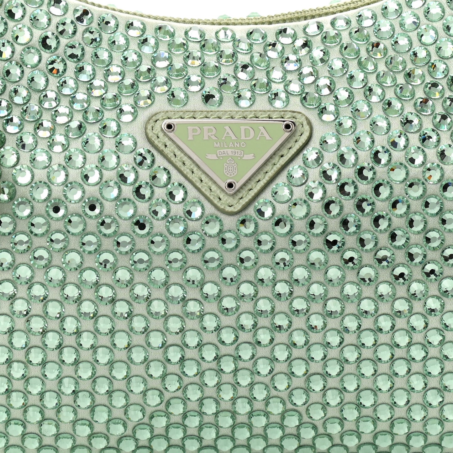 Satin Crystal Mini Re-Edition 2000 Bag Acqua