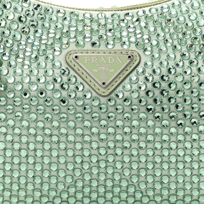 Prada Satin Crystal Mini Re-Edition 2000 Bag Acqua 8 of 10