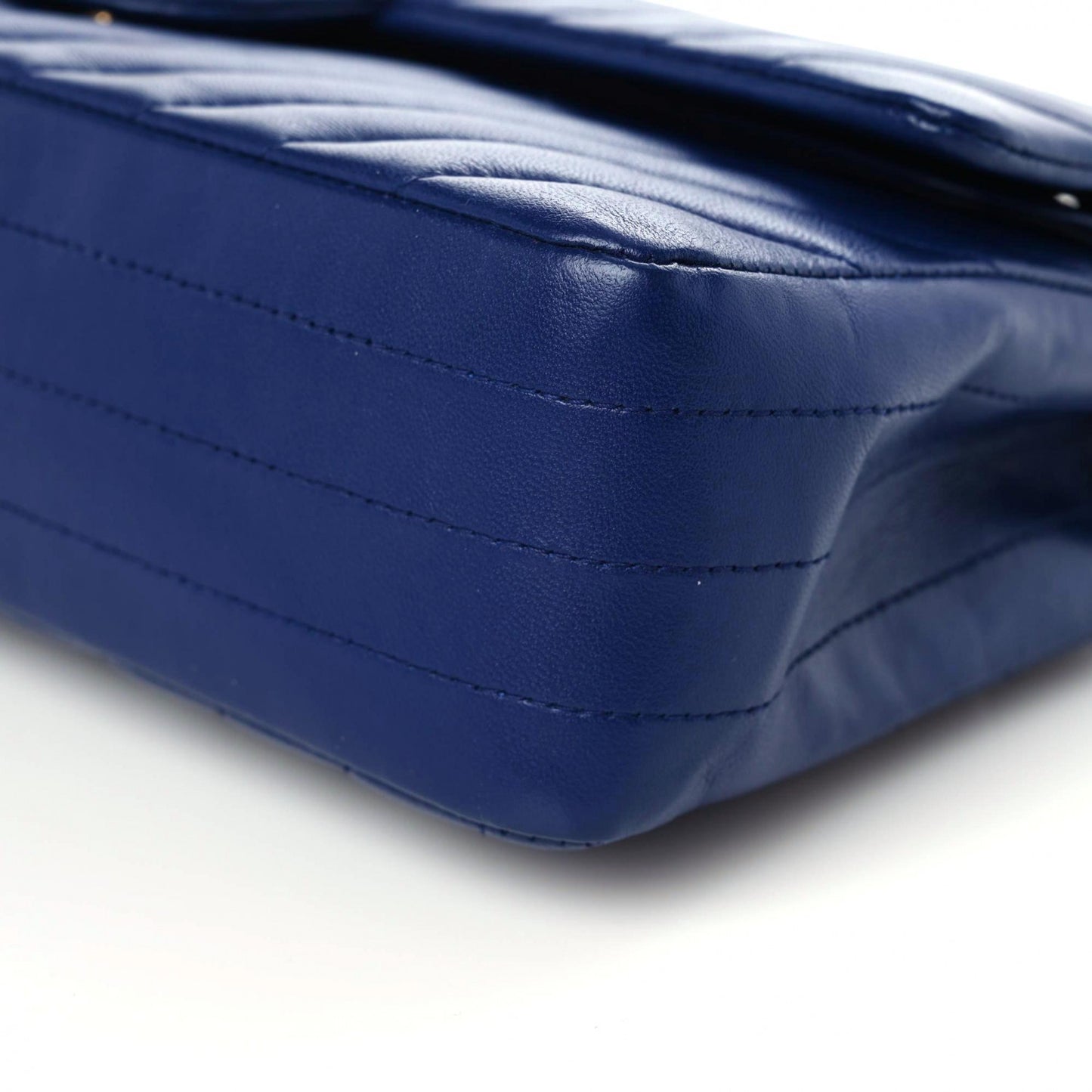 Lambskin Chevron Quilted Medium Double Flap Blue