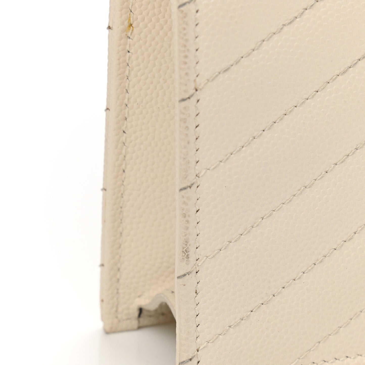 Grain De Poudre Matelasse Chevron Monogram Envelope Chain Wallet Dove White