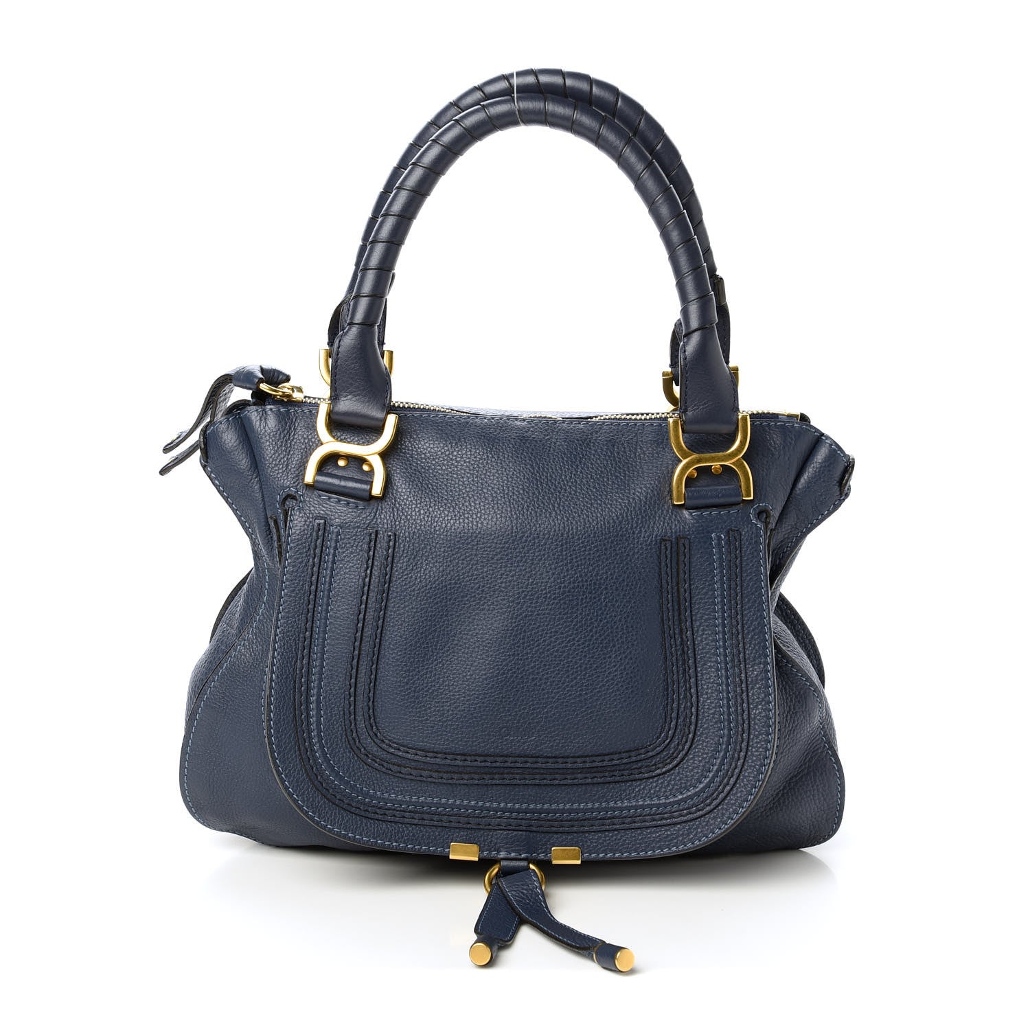 Chloe Calfskin Medium Marcie Satchel Royal Navy 1 of 9