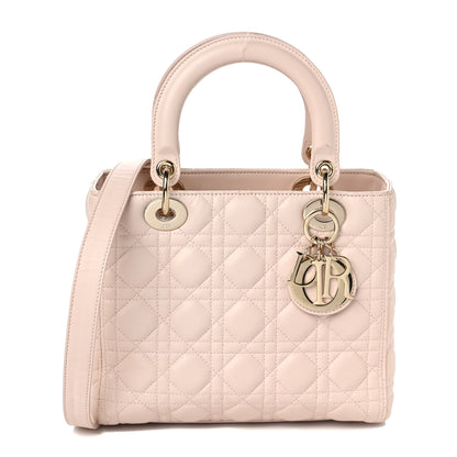 Christian Dior Lambskin Cannage Medium Lady Dior Rose Poudre 1 of 9