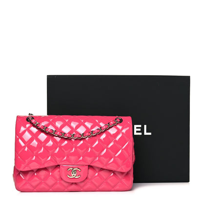 Chanel Patent Quilted Jumbo Double Flap Fuchsia 14 of 14