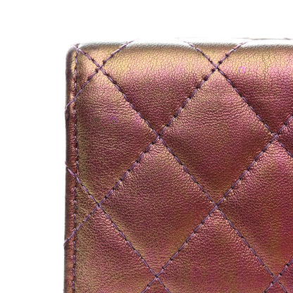Chanel Iridescent Lambskin Quilted Double Flap Wallet Purple 13 of 14