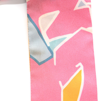 Hermes Silk Graff Graffiti Twilly Monthol Rose Jaune 6 of 6