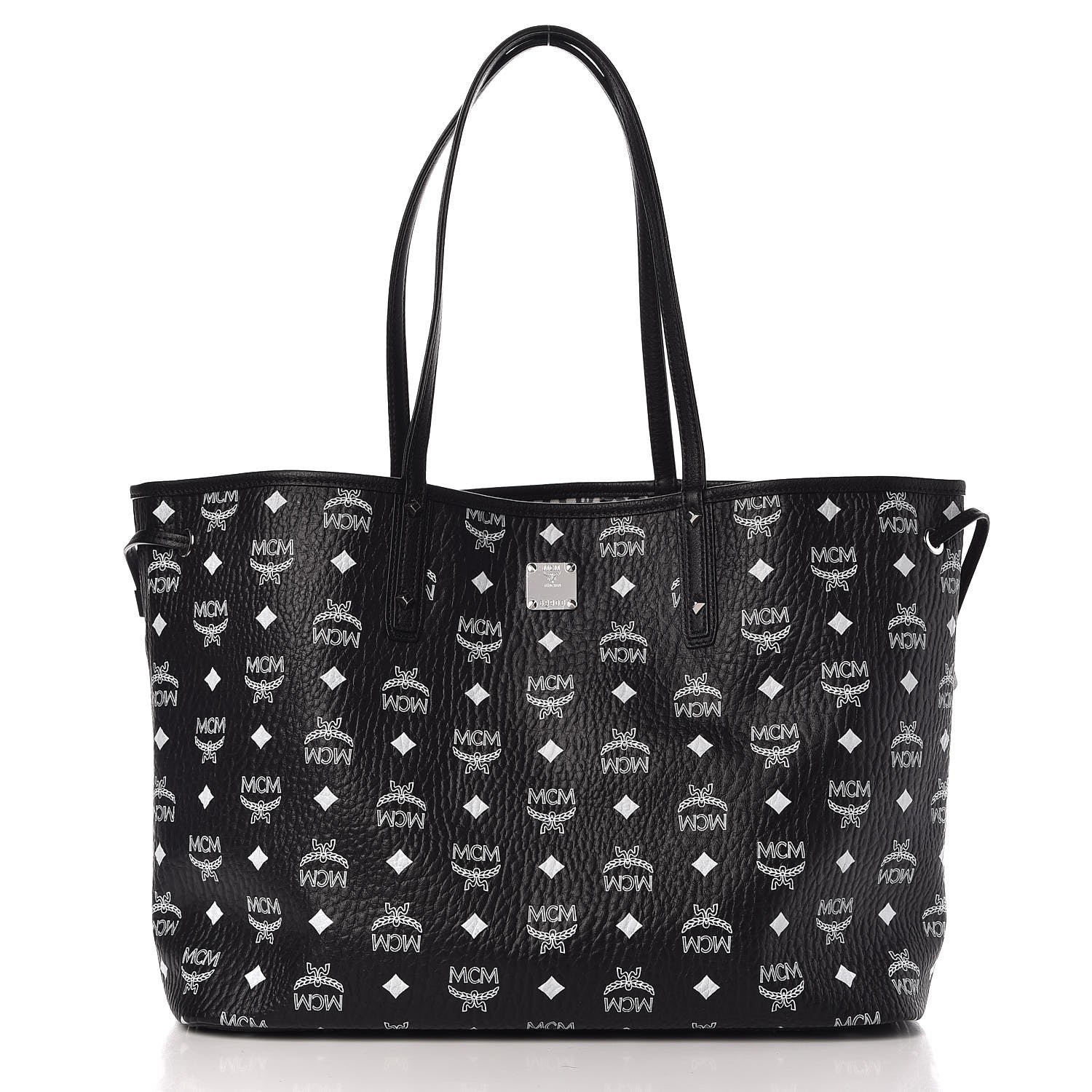 MCM Visetos Medium Reversible Shopper Tote Black 4 of 11