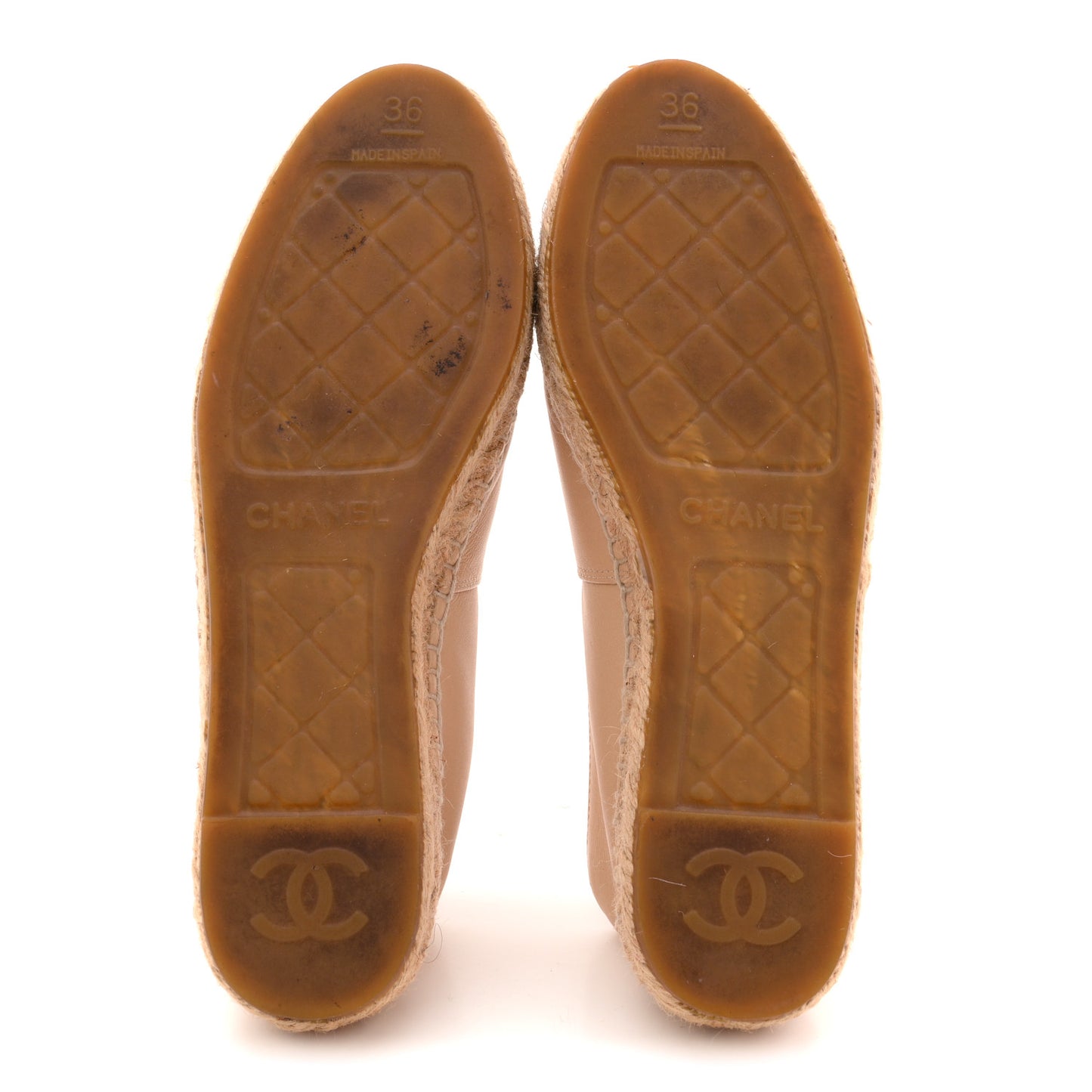 Lambskin CC Espadrilles 36 Beige Black