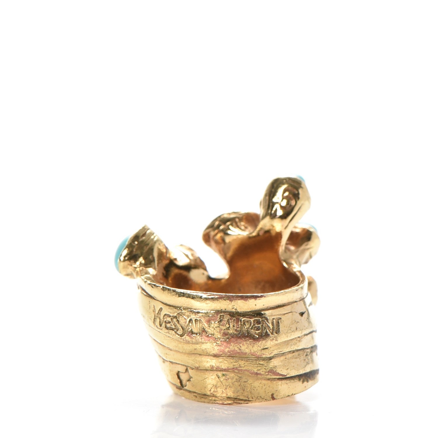 Saint Laurent Arty Dots Ring 5 Gold Turquoise 3 of 6