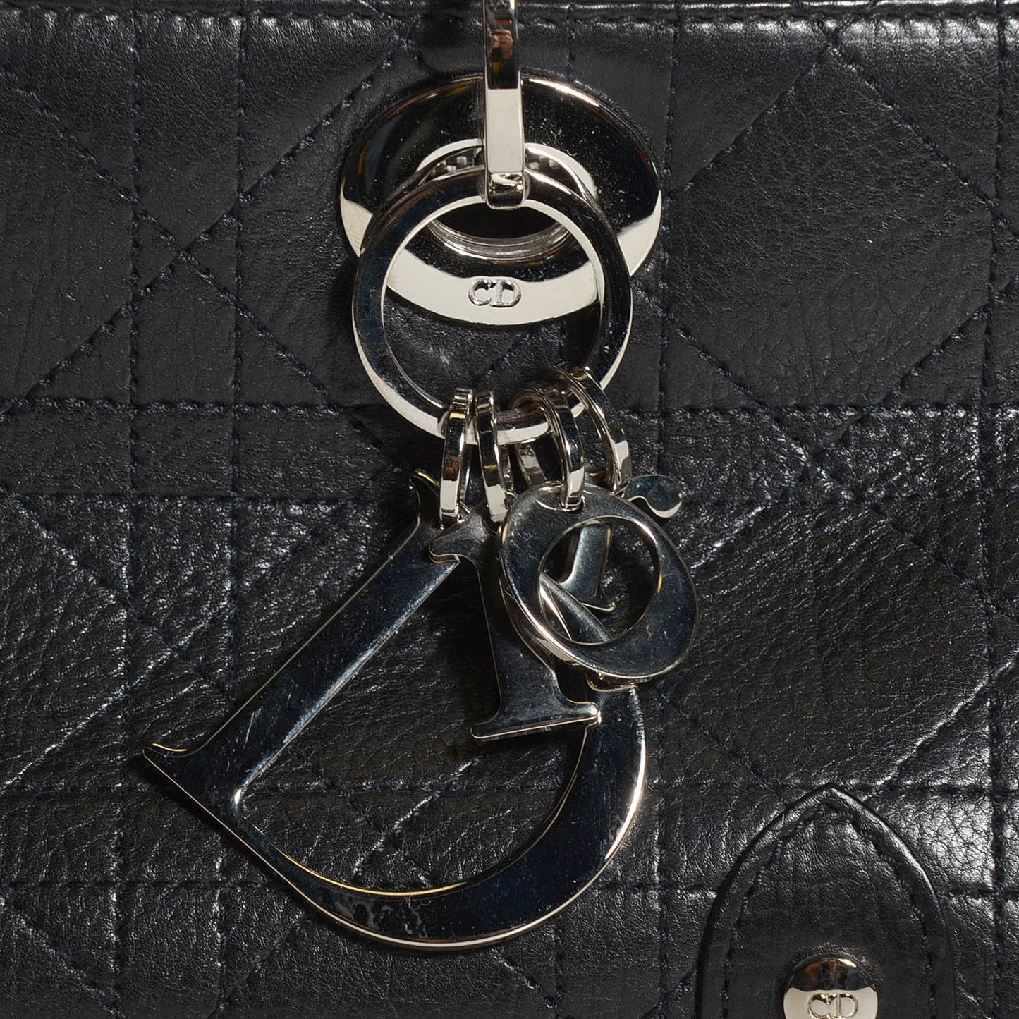Calfskin Cannage Stitched Small East West Lady Dior Black