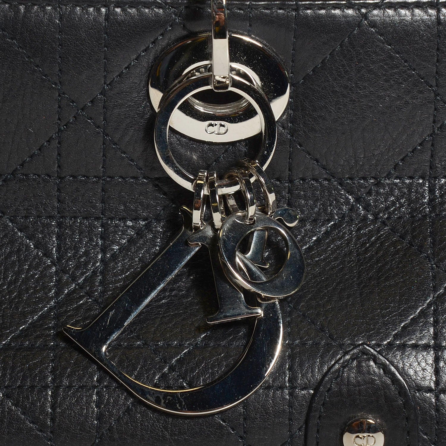 Christian Dior Calfskin Cannage Stitched Small East West Lady Dior Black 6 of 9
