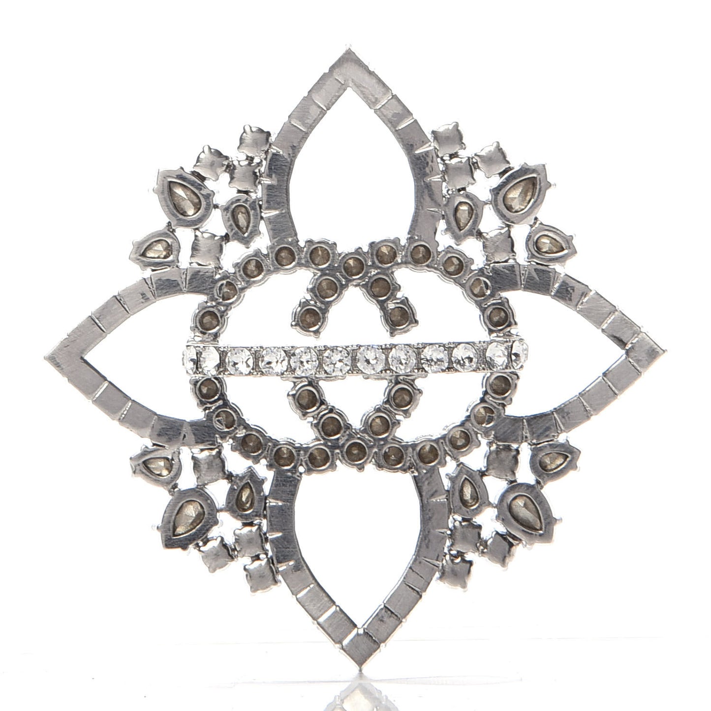 Metal Crystal Double G Ring Silver