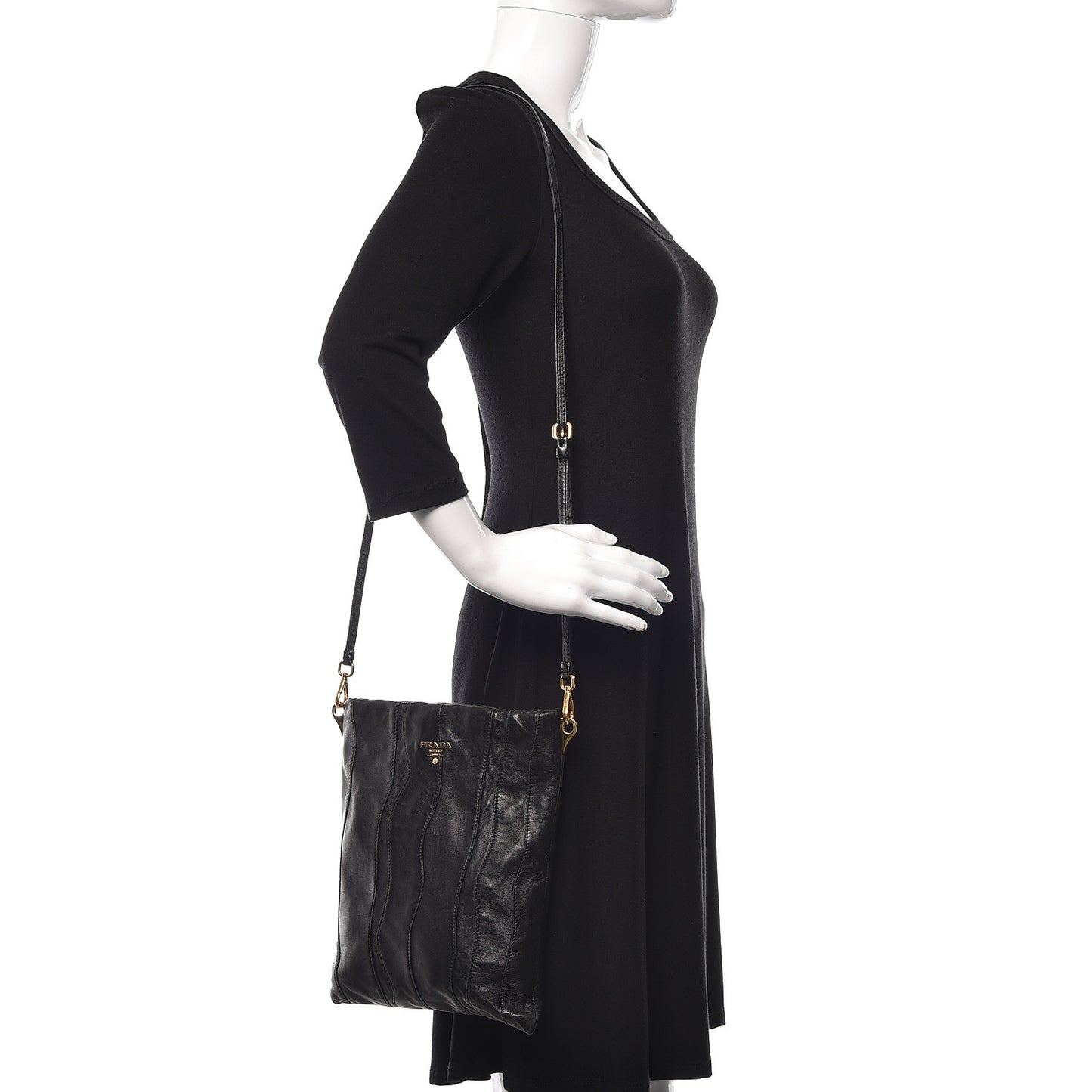 Nappa Stripes Crossbody Bag Black