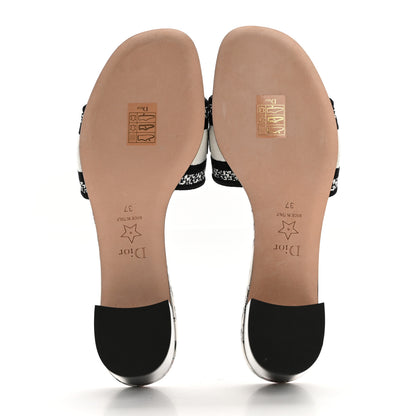 Christian Dior Canvas Jardin Botanique Embroidered Dway 40mm Slide Sandals 37 White Multicolor 5 of 9