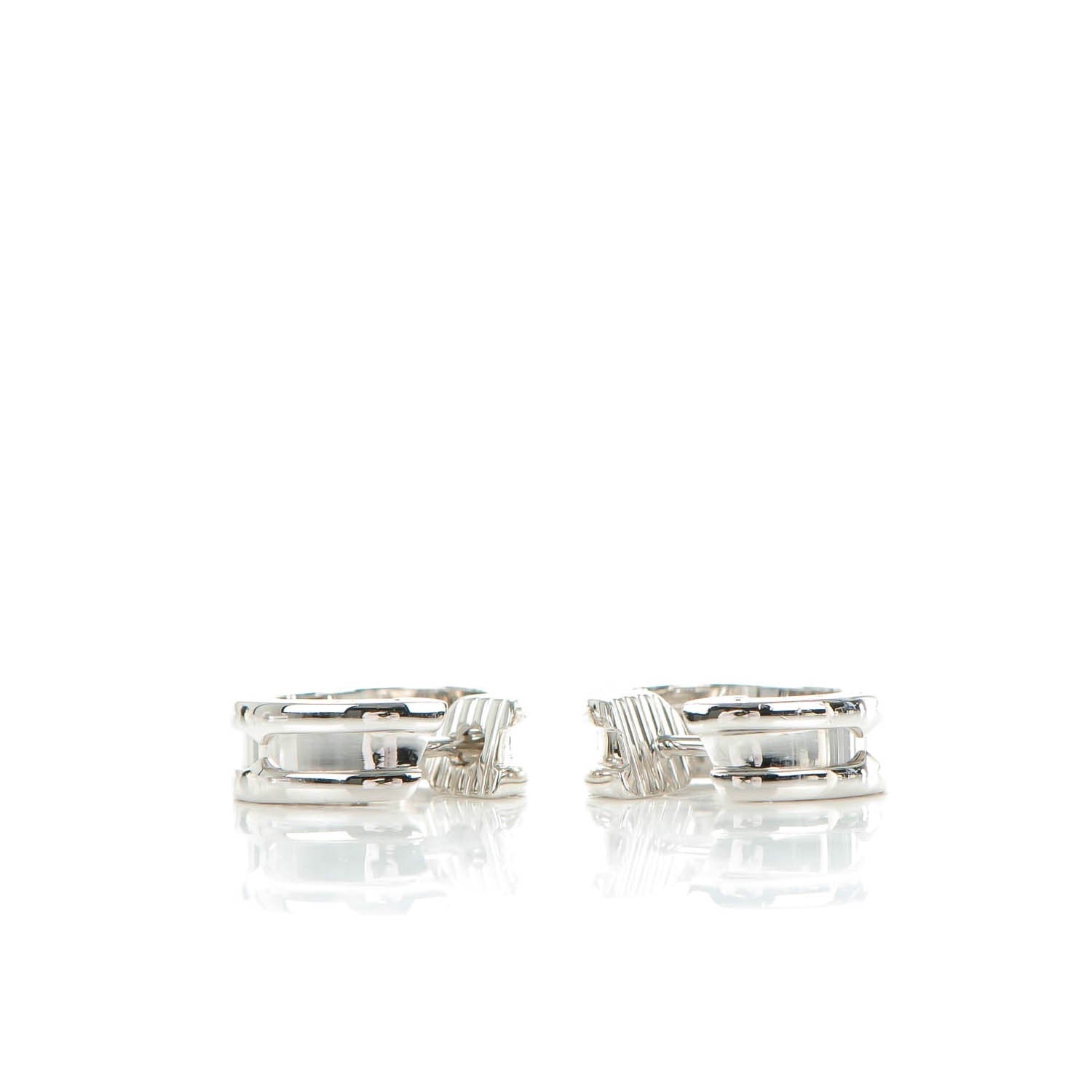 Bulgari 18K White Gold Small B.Zero1 Hoop Earrings 4 of 6