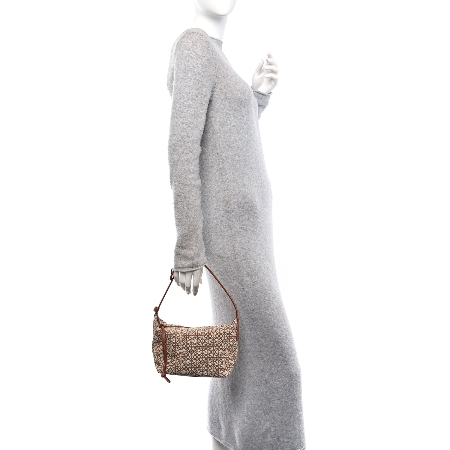 Loewe Jacquard Anagram Calfskin Small Cubi Bag Tan Pecan 2 of 9