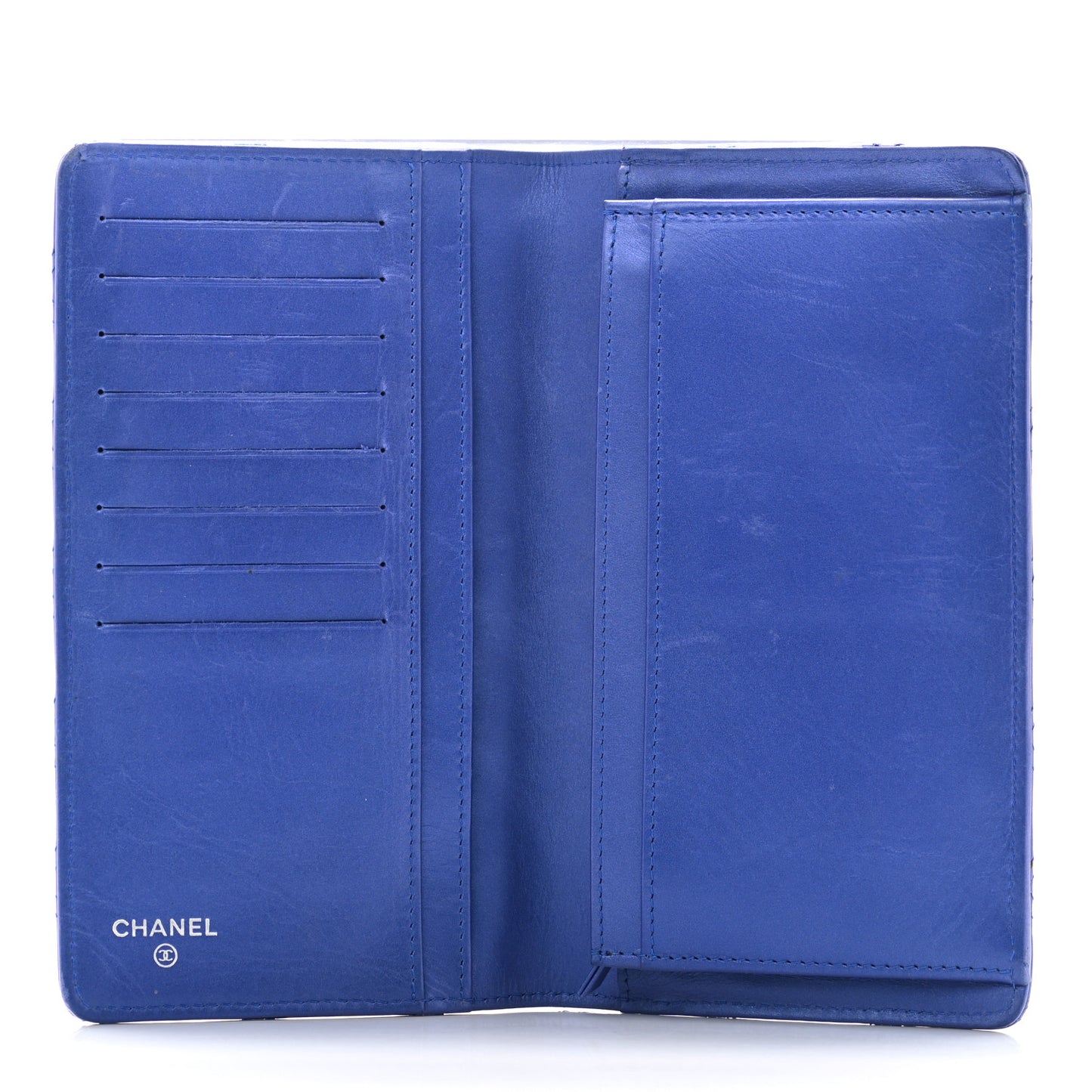 Lambskin Quilted Yen Wallet Dark Blue