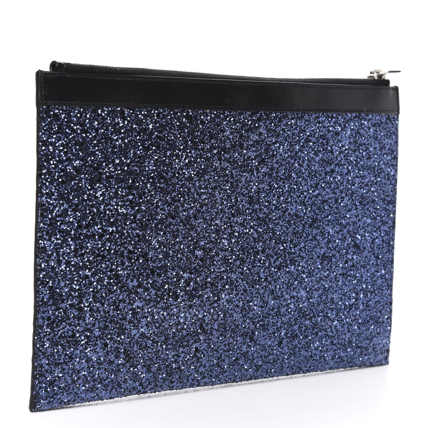 Saint Laurent Calfskin Glitter Zipped Tablet Pouch Blue 3 of 8