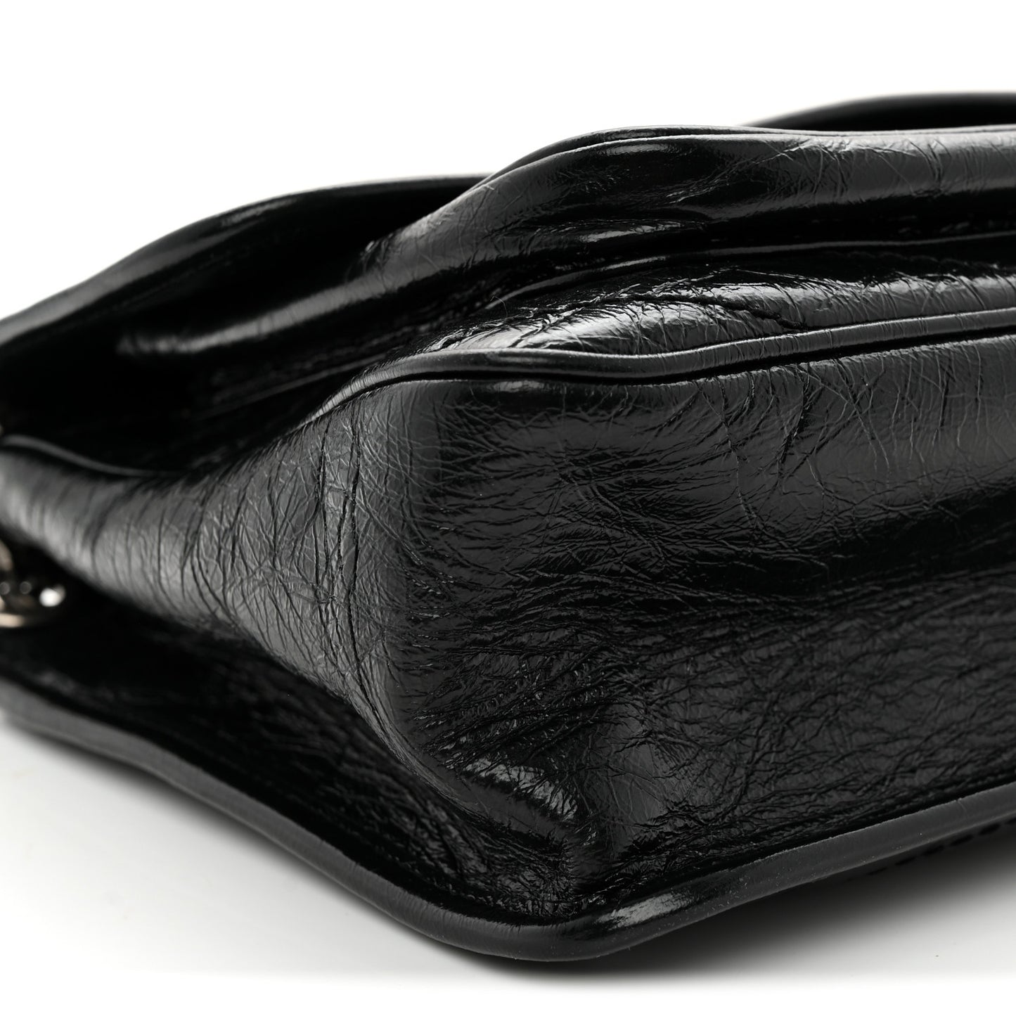 Crinkled Calfskin Matelasse Monogram Medium Niki Chain Satchel Black Black