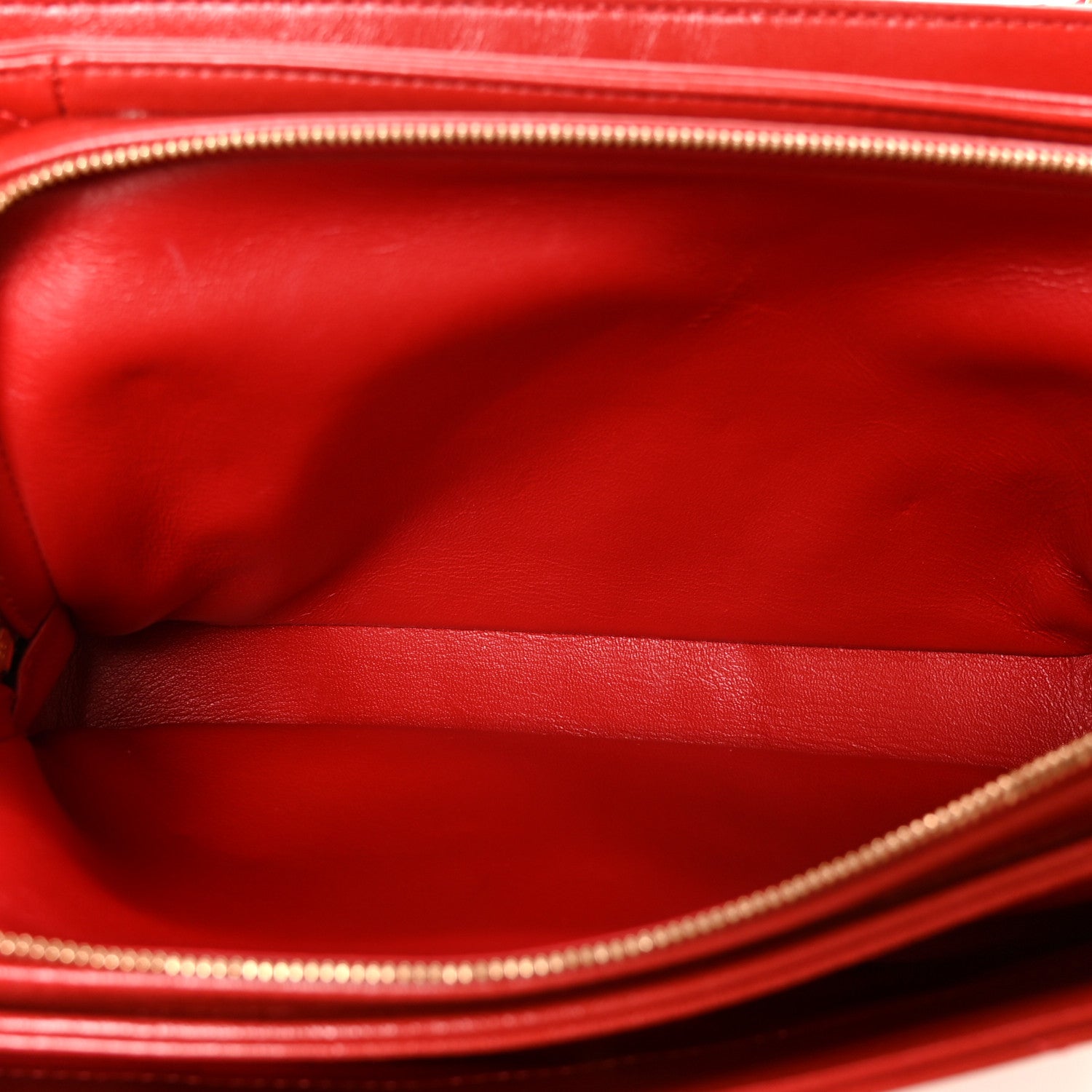 Chanel Lambskin Chevron Stitched Envelope Flap Bag Red 5 of 13