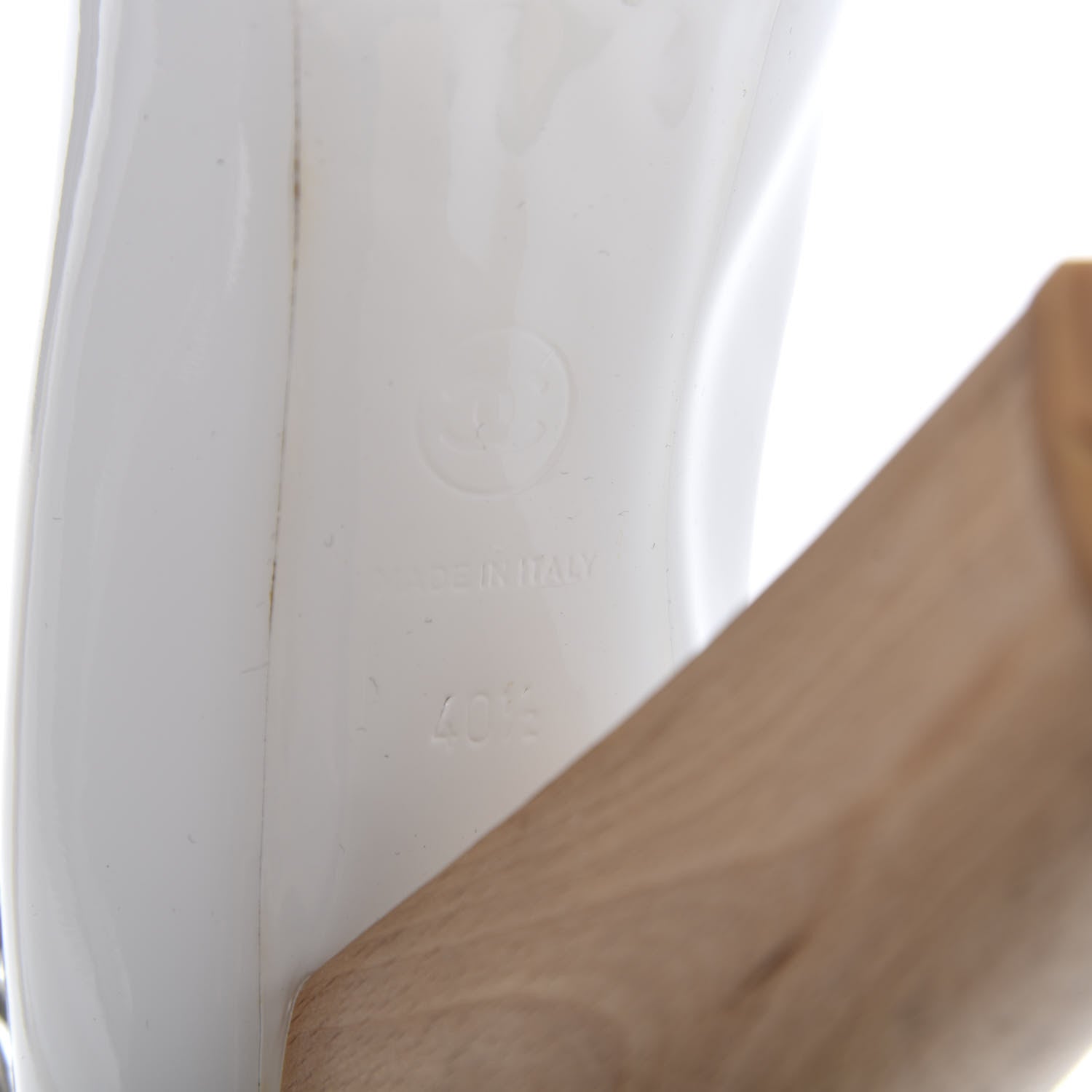 Chanel Patent Wooden Heel Peep Toe CC Pumps 40.5 White 8 of 9