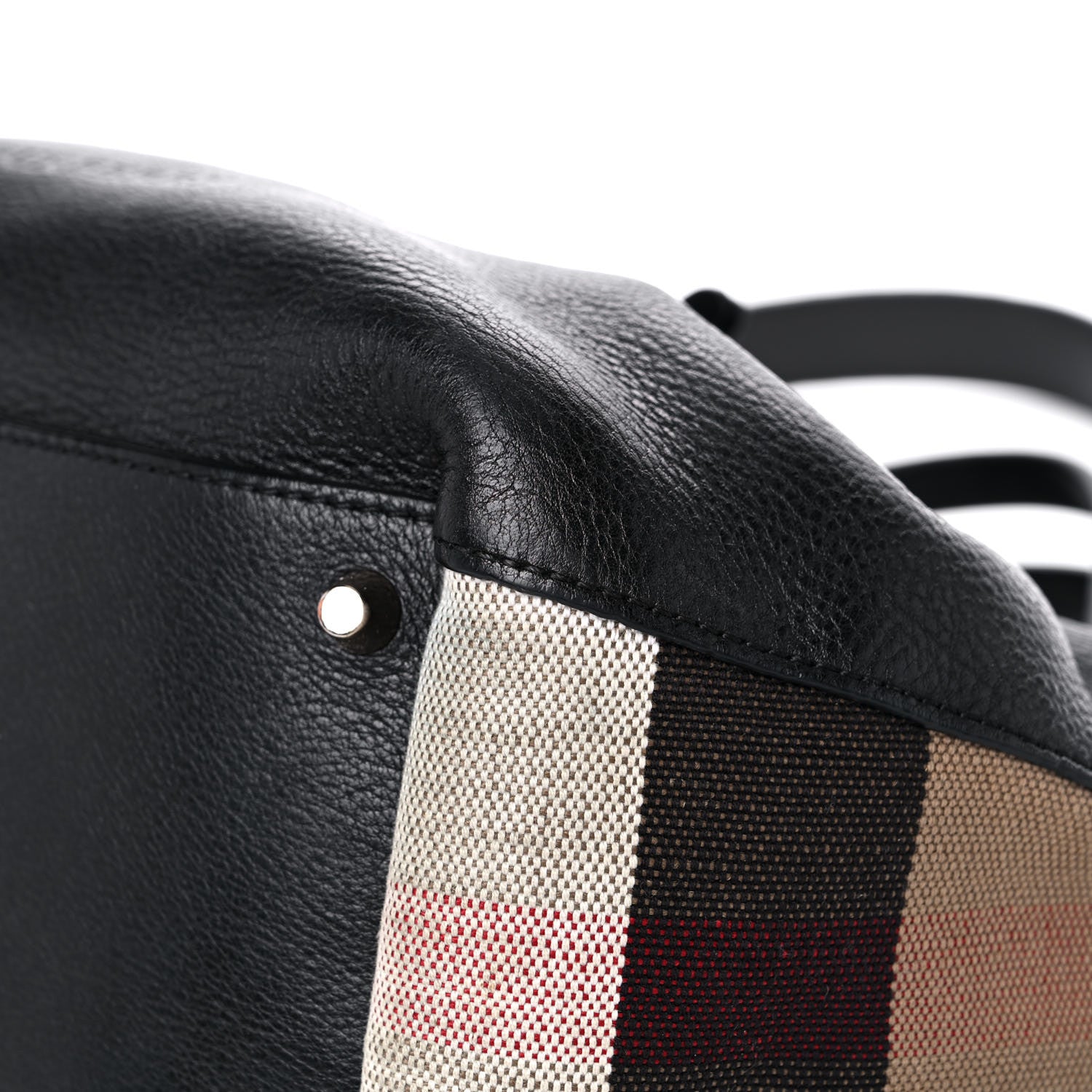 Burberry Grainy Calfskin House Check Small Maidstone Black 8 of 15