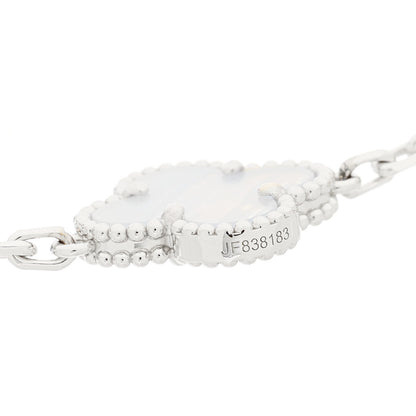 Van Cleef & Arpels 18K White Gold Chalcedony 10 Motifs Vintage Alhambra Necklace 5 of 7