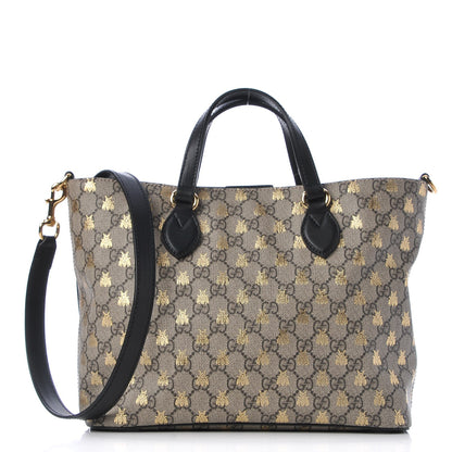 Gucci Soft GG Supreme Monogram Bees Small Crossbody Tote Beige Oro Black 1 of 8