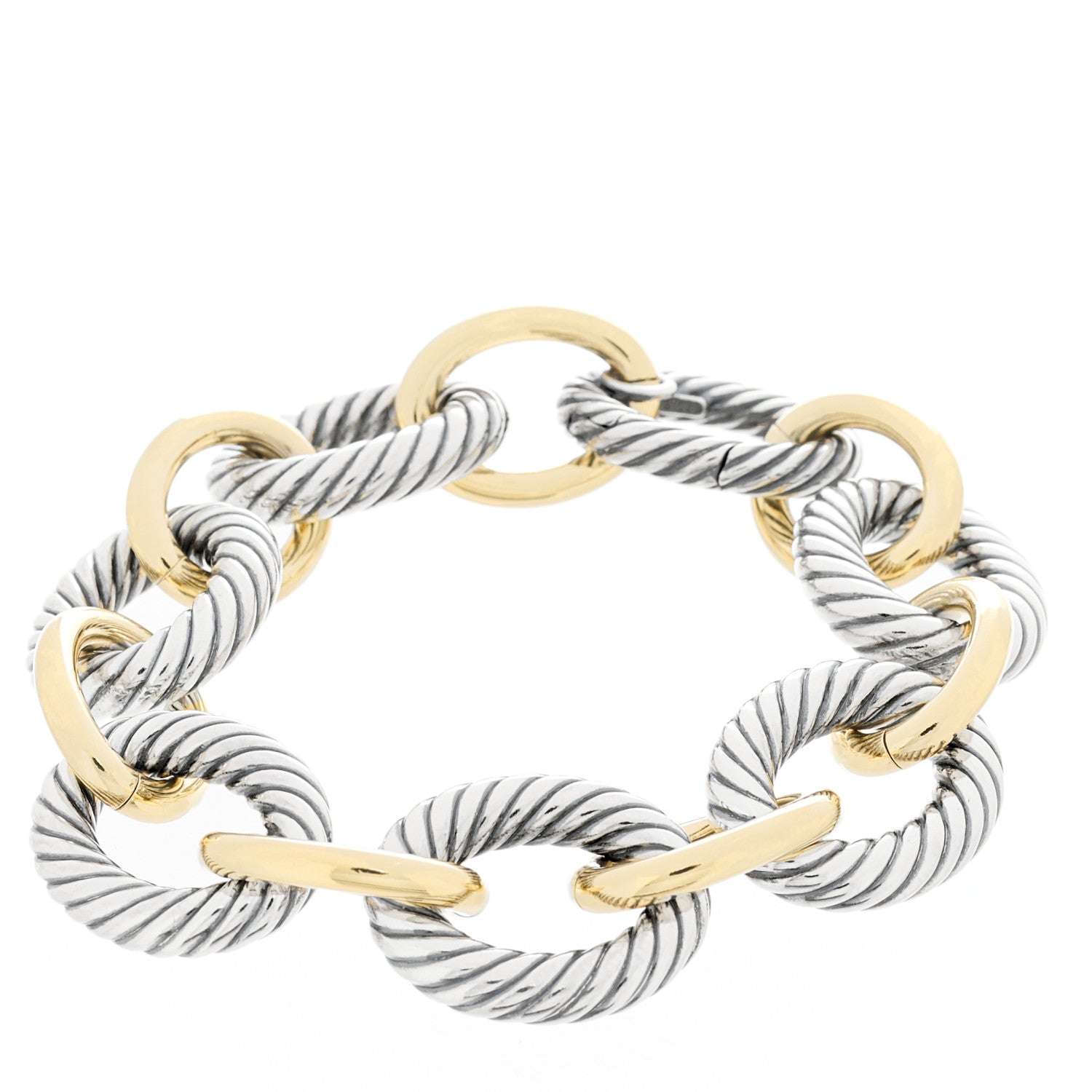 David Yurman Sterling Silver 18K Yellow Gold 18mm Extra Large Oval Link Bracelet 1 of 3