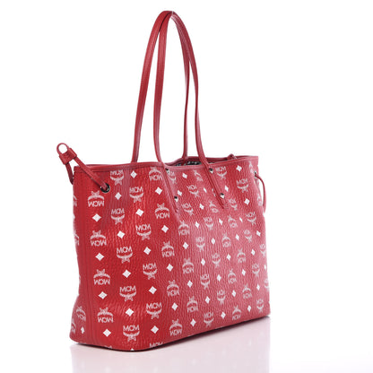 MCM Visetos Medium Liz Reversible Shopper Tote Ruby Red 5 of 11