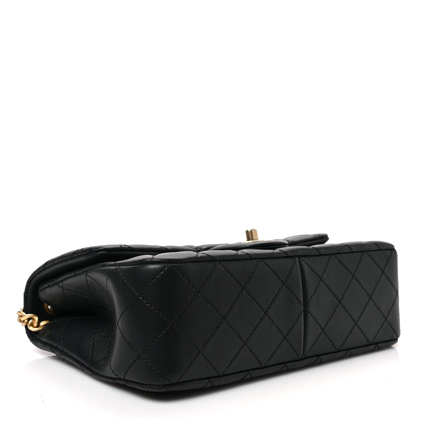 Lambskin Quilted Small Sweet Camellia Flap Black