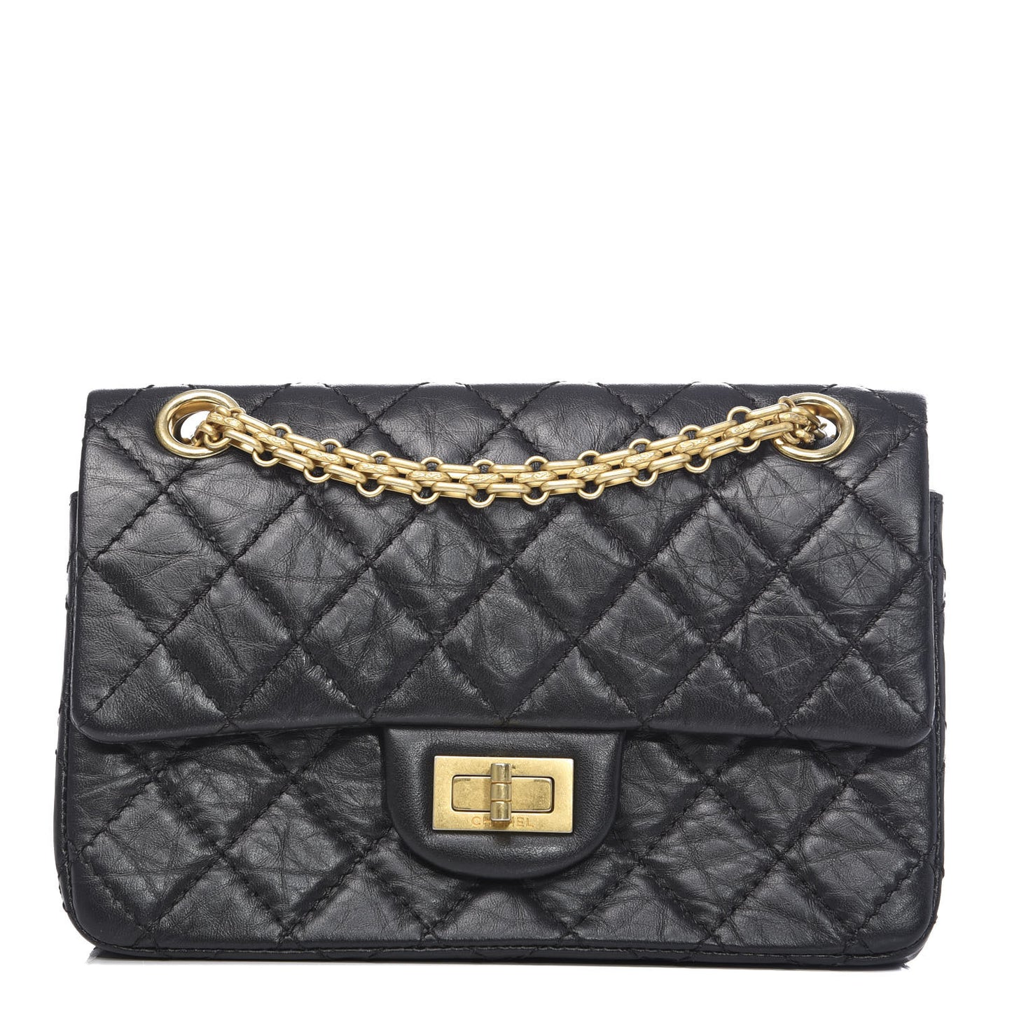 Aged Calfskin Quilted 2.55 Reissue Mini Flap Black