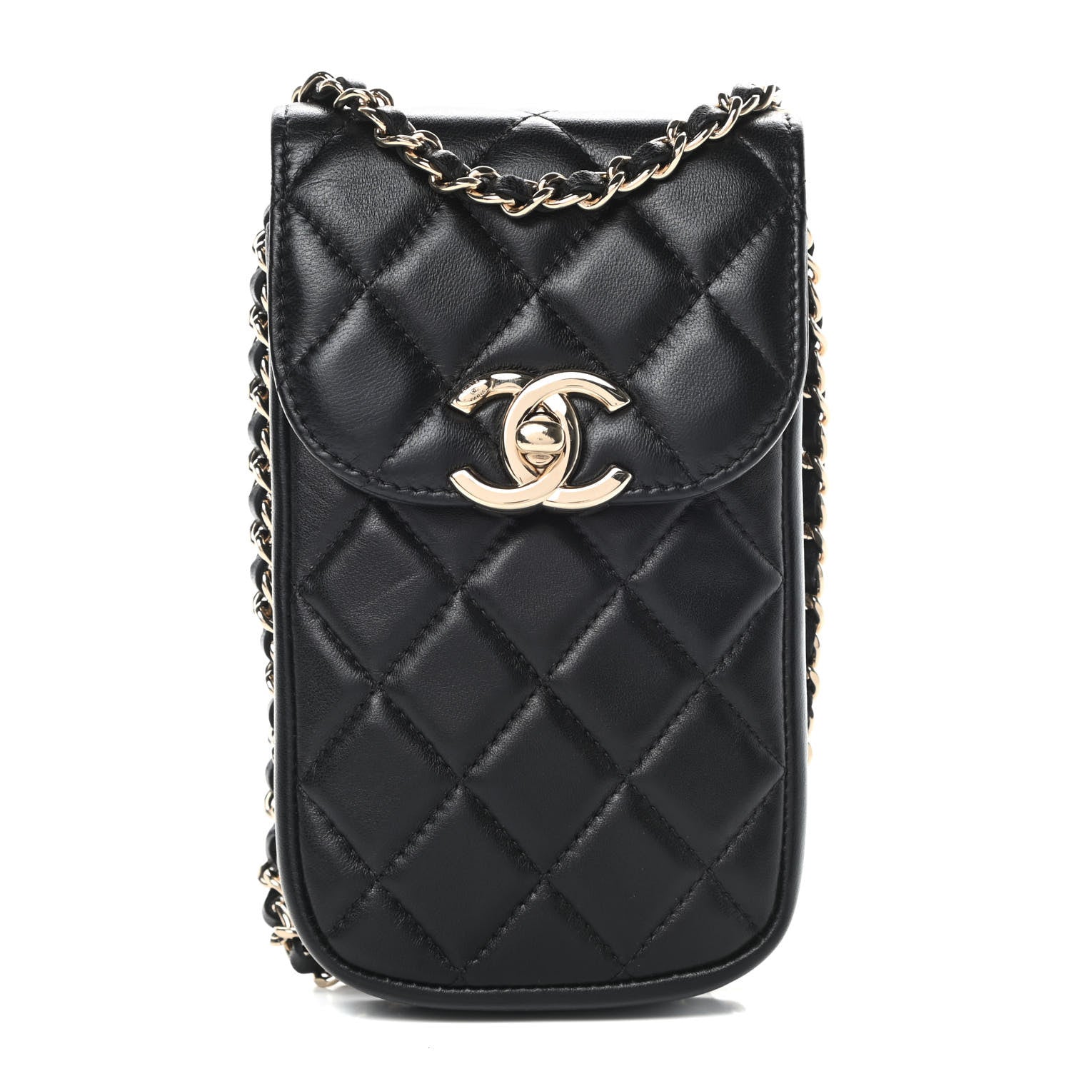 Chanel Lambskin Quilted CC Phone Holder Black 1 of 12