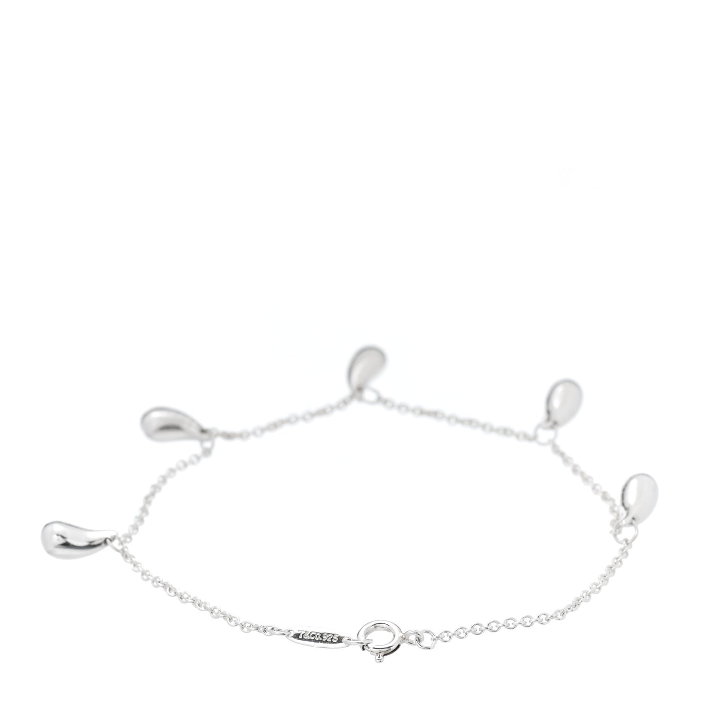 Sterling Silver Elsa Peretti Five Station Teardrop Bracelet