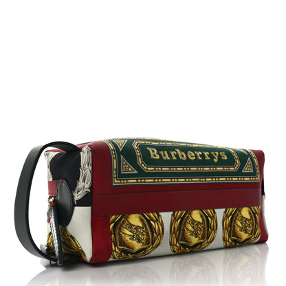 Burberry Canvas Vintage Check Printed Silk Washbag Dark Forest Green Burgundy 4 of 8