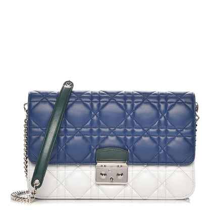 Christian Dior Lambskin Cannage Tri-Color Miss Dior Promenade Pouch Blue Celeste Deep Green 1 of 9