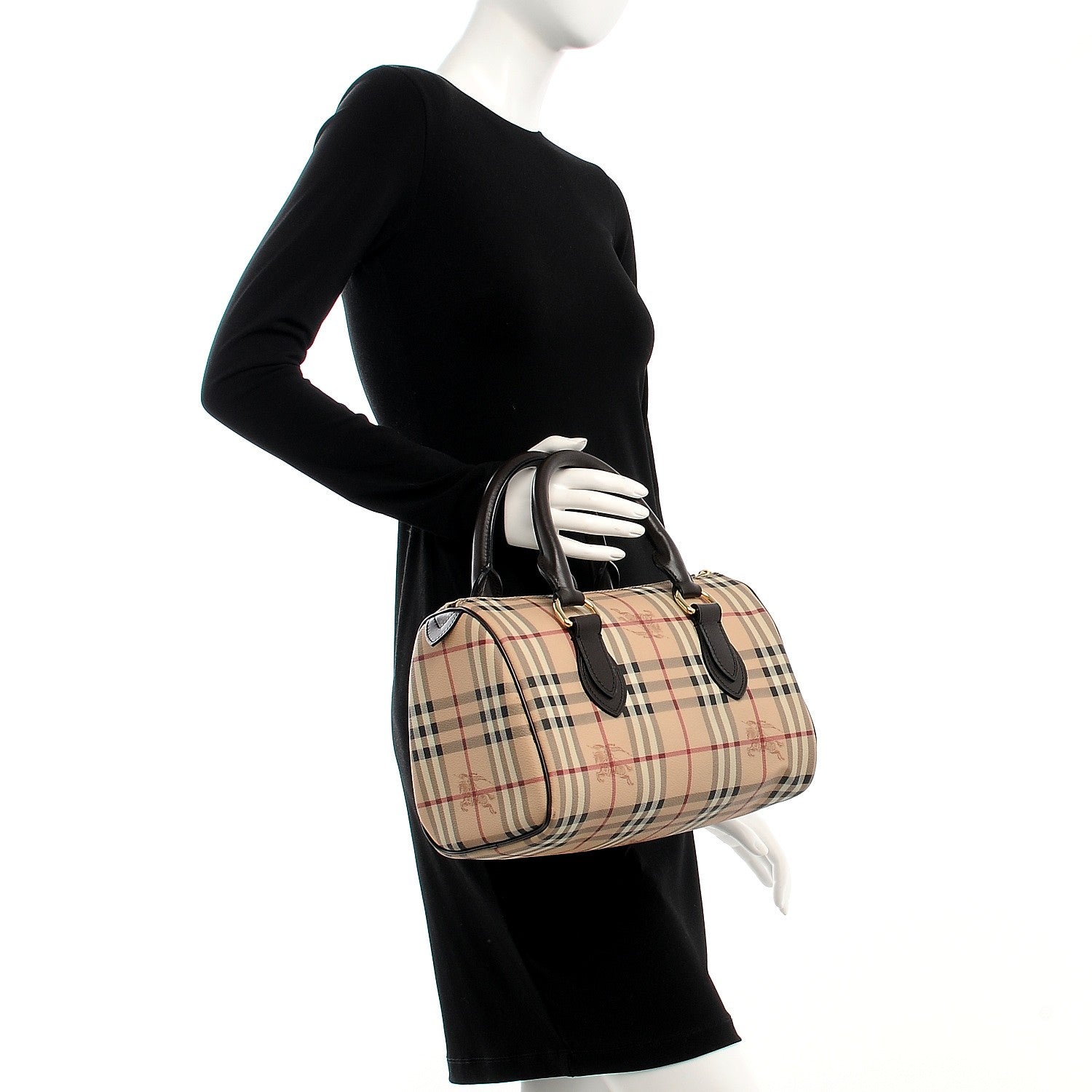 Burberry Haymarket Check Small Chester Bowling Bag Chocolate 2 of 7