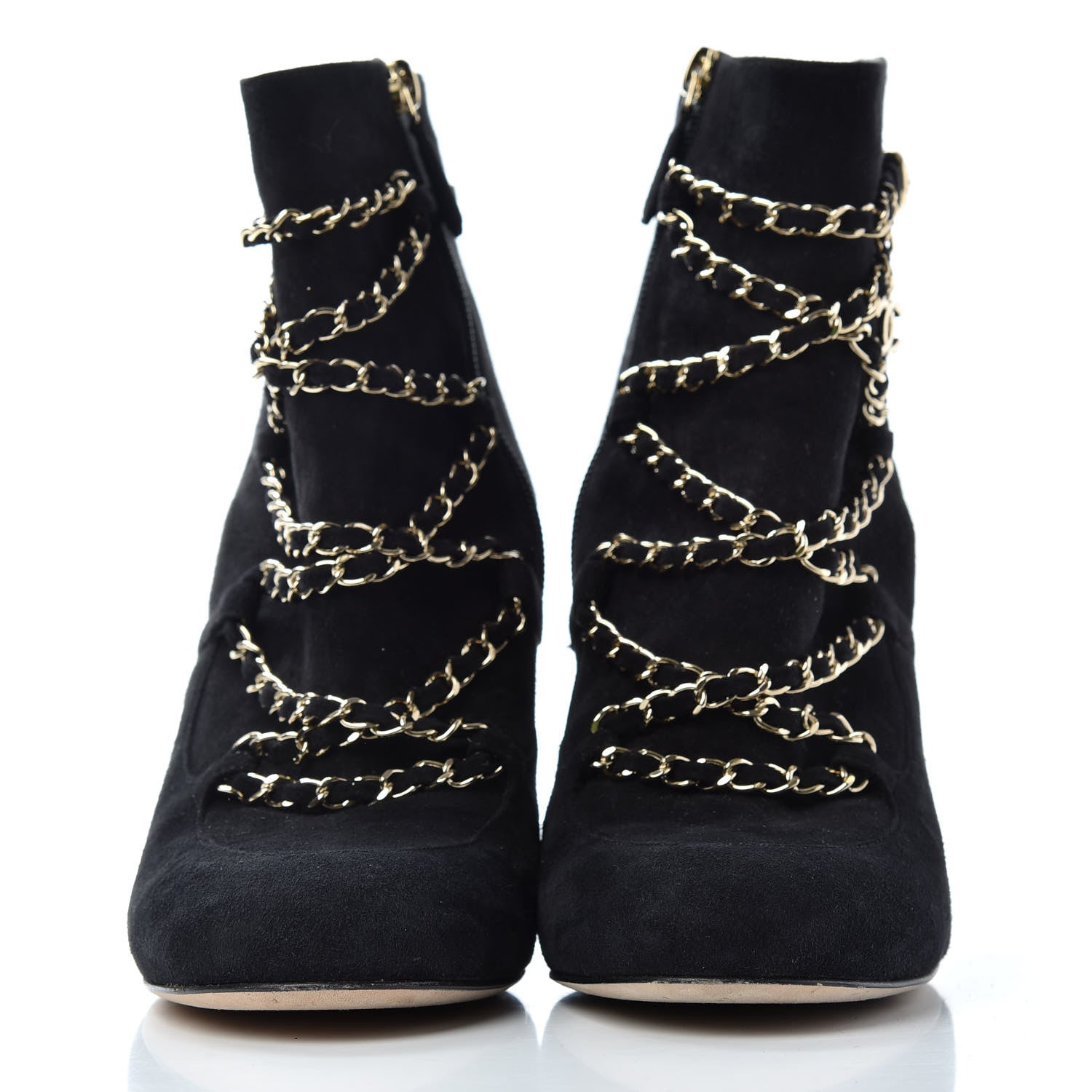 Chanel Suede Chain CC Short Boots 41 Black 2 of 10
