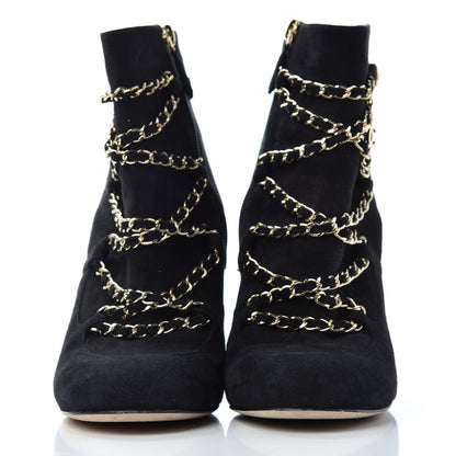 Chanel Suede Chain CC Short Boots 41 Black 2 of 10