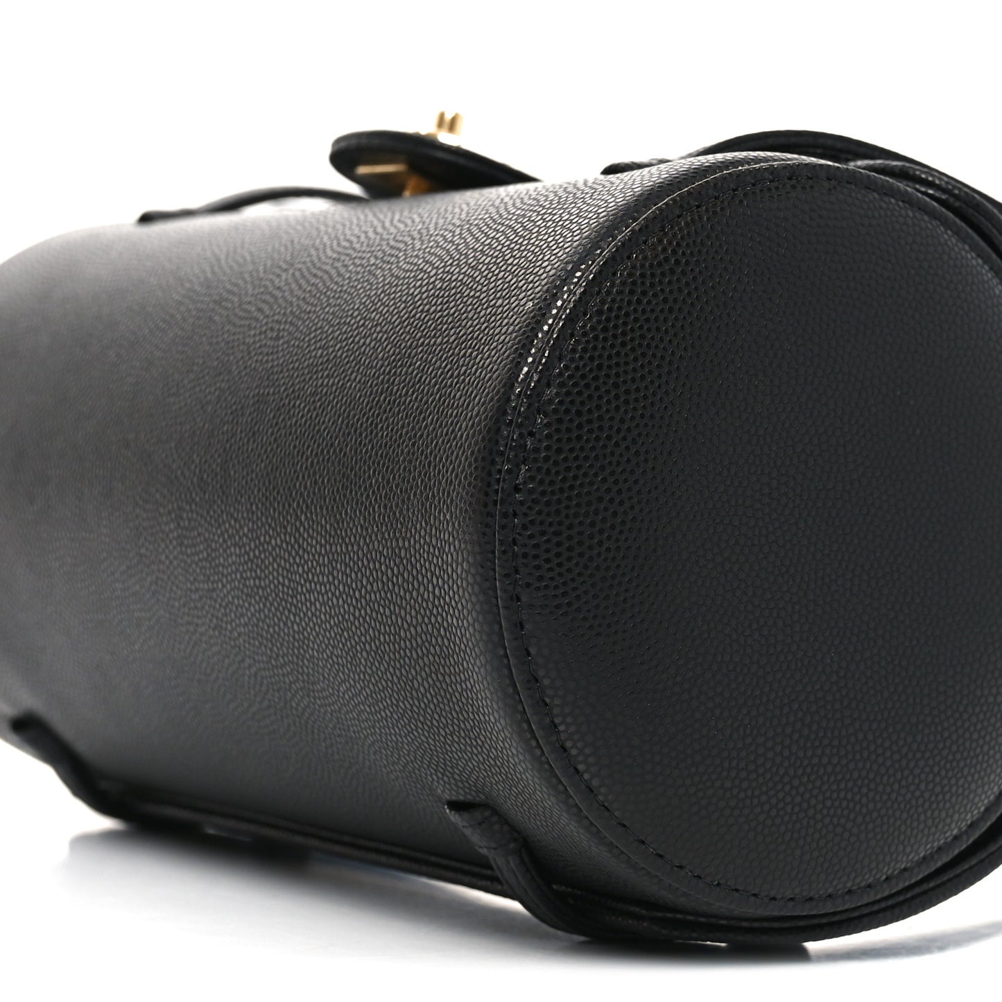 Shiny Caviar Preppy Coco Small Bowling Bag Black