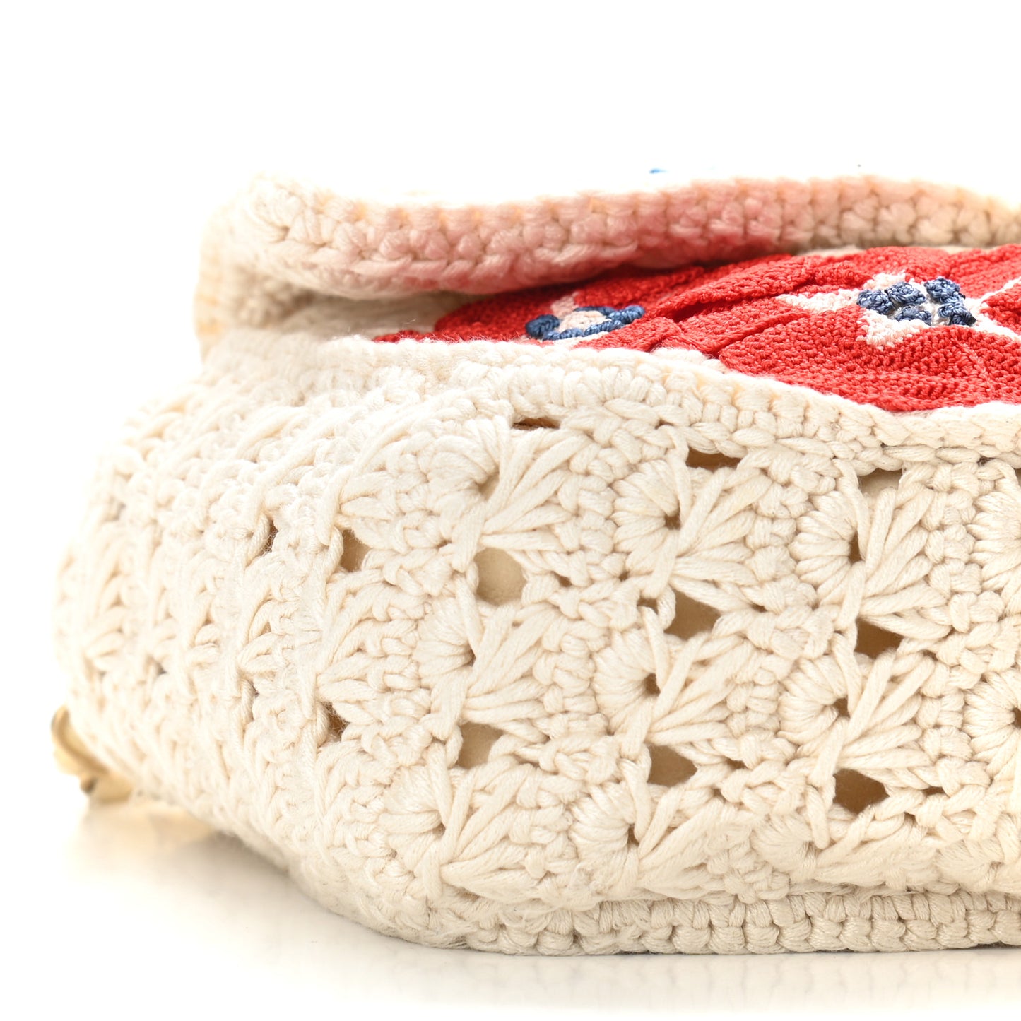Crochet Camellia Small Flap Ivory